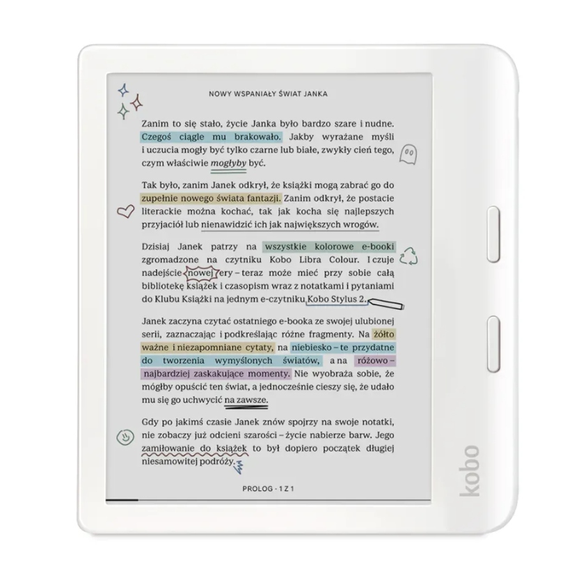 Čítačka elektronických kníh Kobo Libra Colour, 32 GB, 7-palcová, biela